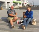 Enjoying Crab and Clam Chowder on the wharf