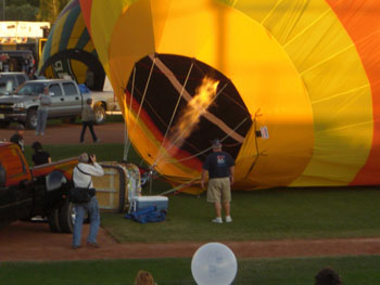 Paul assisting Gary in inflating the balloon