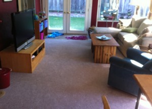 New carpet, a tile entry and a new couch!