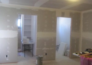 The drywall is up and the bath is painted!
