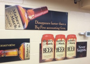 In the bottling room they had some of their advertising campaigns on the wall