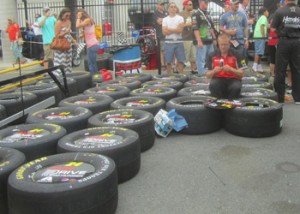 Checking out the pits, those are tires for just one car!