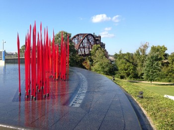 The Red Reeds in the fountain infront of the Clinton Library