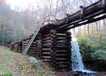 The flume that feeds the water to run the turbin. 