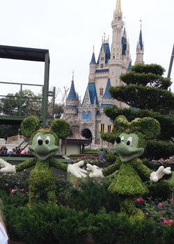 Where else would you find shrubs shaped like a mouse and his girl?